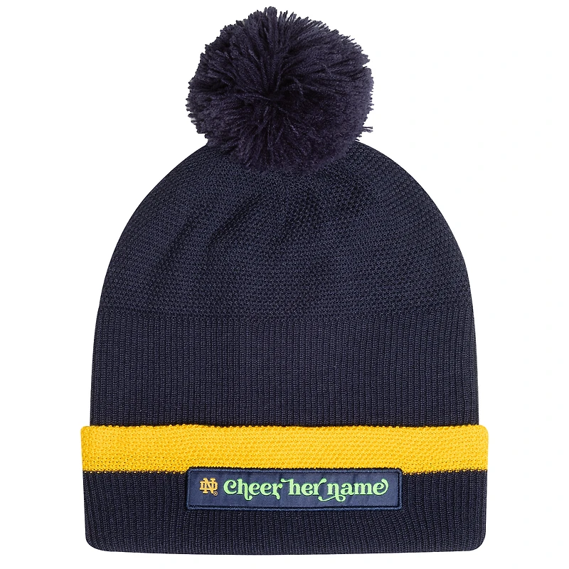 Bonnet en tricot à revers avec pompon Under Armour Navy Notre Dame Fighting Irish pour homme
