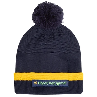 Bonnet en tricot à revers avec pompon Under Armour Navy Notre Dame Fighting Irish pour homme