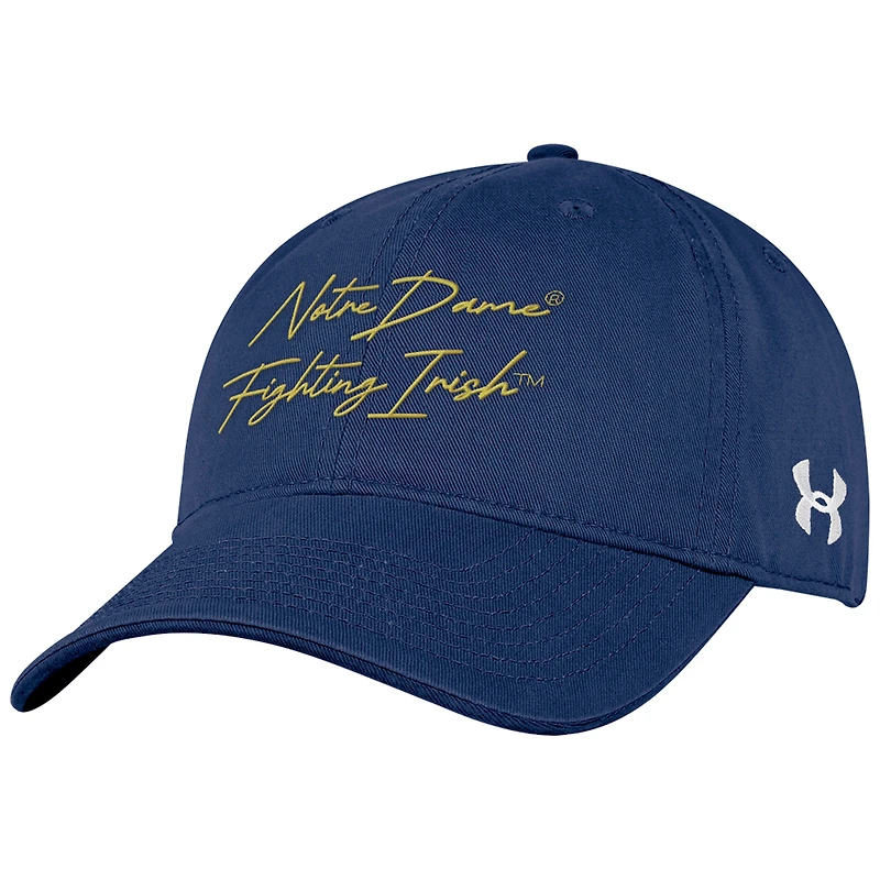 Casquette ajustable en coton mélangé délavé Under Armour Navy Notre Dame Fighting Irish College Essentials pour homme