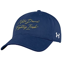 Casquette ajustable en coton mélangé délavé Under Armour Navy Notre Dame Fighting Irish College Essentials pour homme