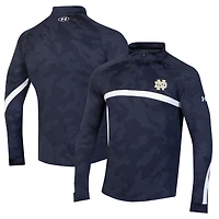 Under Armour Navy Notre Dame Fighting Irish Game Day Camo Raglan Quarter-Zip Top pour hommes