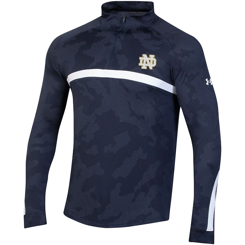 Under Armour Navy Notre Dame Fighting Irish Game Day Camo Raglan Quarter-Zip Top pour hommes