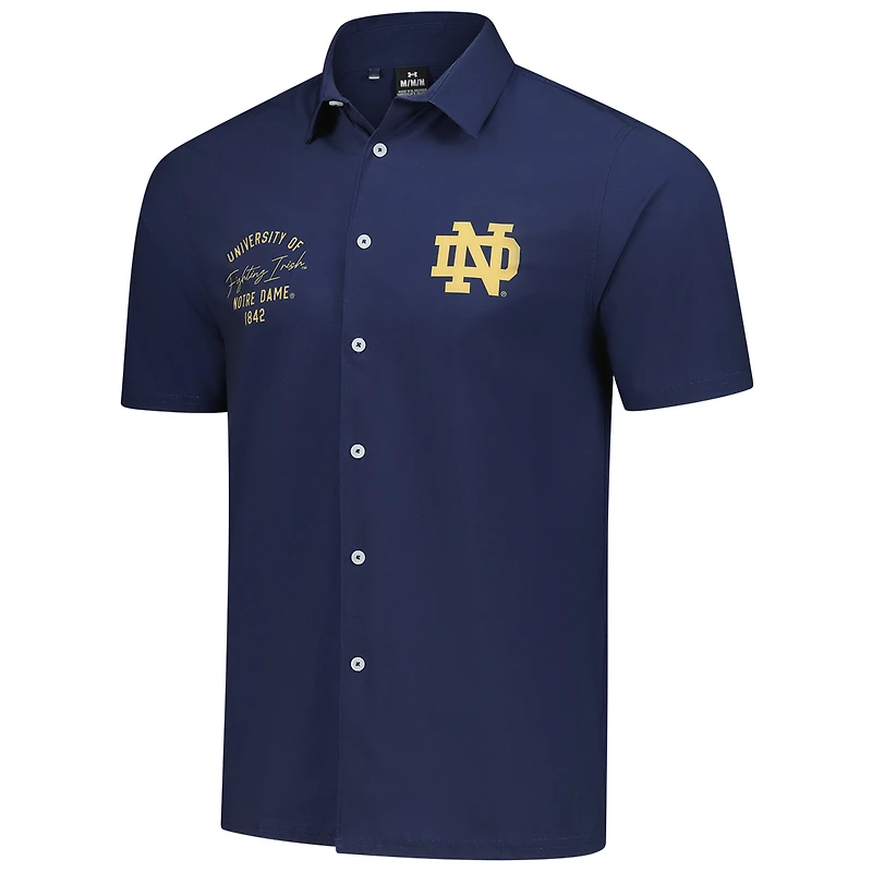 Men's Under Armour Navy Notre Dame Fighting Irish Gameday Armourfuse Camp Button-Up Shirt