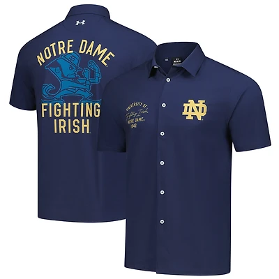 Chemise boutonnée Under Armour Tan Notre Dame Fighting Irish Gameday Armourfuse Camp pour homme