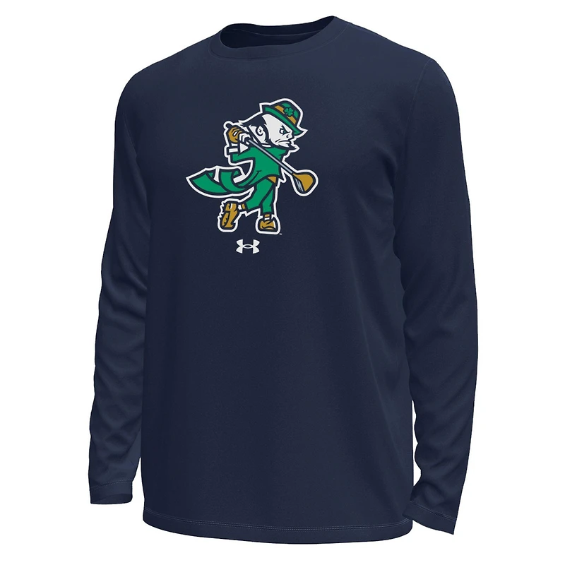 Men's Under Armour Navy Notre Dame Fighting Irish Golf Leprechaun Tech Stretch Long Sleeve T-Shirt