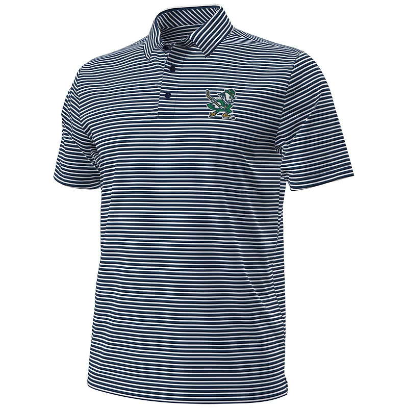 Men's Under Armour Navy Notre Dame Fighting Irish Hockey Leprechaun Drive Micro Groove Stripe Polo