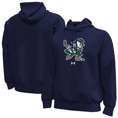 Sweat à capuche en polaire Under Armour bleu marine Notre Dame Fighting Irish Hockey Leprechaun pour homme