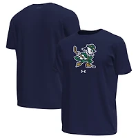 T-shirt technique extensible blanc Under Armour pour homme, motif Leprechaun de hockey Fighting Irish Notre Dame