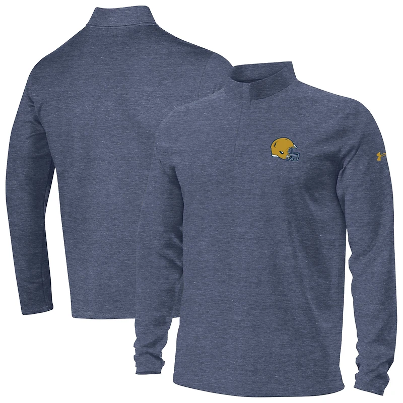 Veste Under Armour pour homme, bleu marine, motif Notre Dame Fighting Irish, fermeture éclair 1/4 métallisée