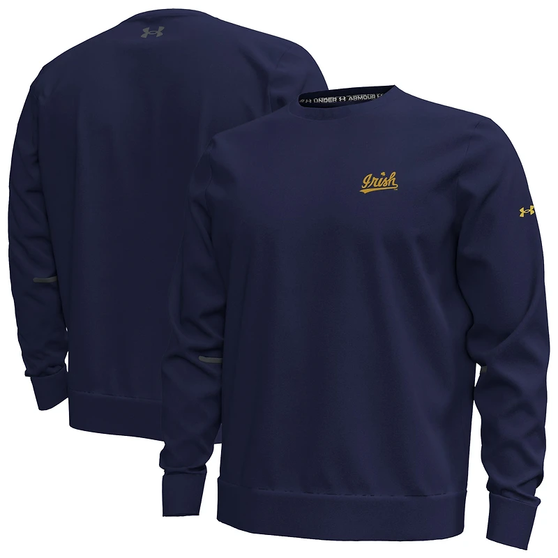 Men's Under Armour  Navy Notre Dame Fighting Irish Metallic Tri-Blend Unstoppable Fleece Sweatshirt