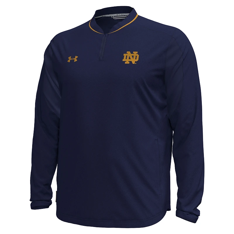 Veste à manches longues et quart de zip Under Armour Navy Notre Dame Fighting Irish Motivate pour homme