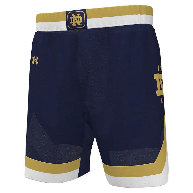 Short de basket-ball Under Armour Notre Dame Fighting Irish Replica pour hommes, bleu marine