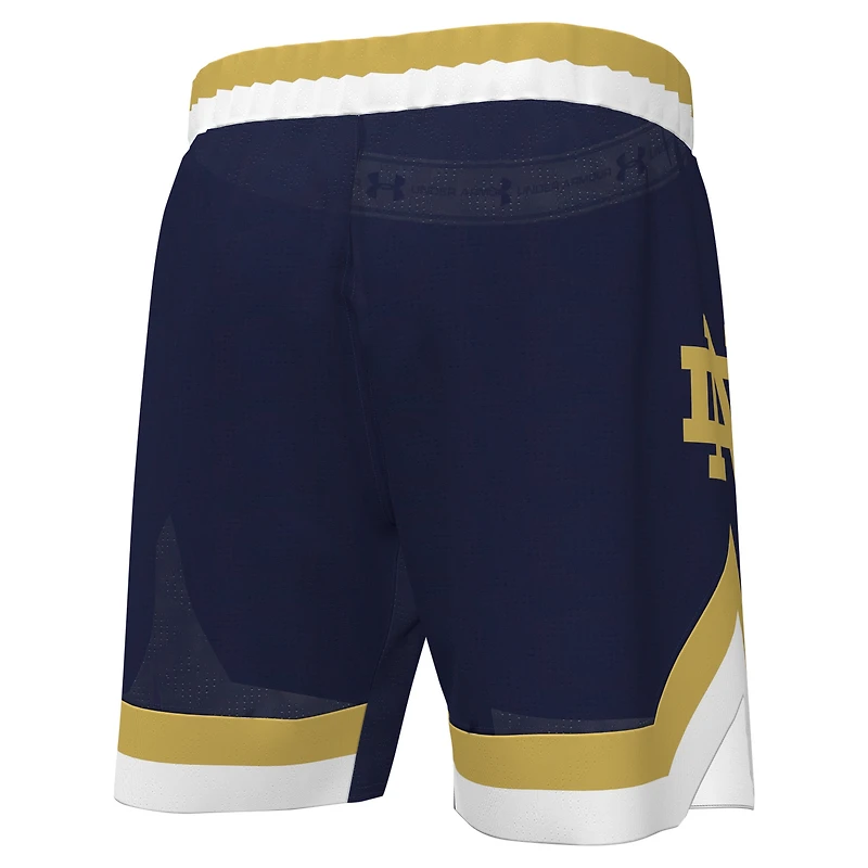 Short de basket-ball Under Armour Notre Dame Fighting Irish Replica pour hommes, bleu marine