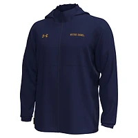 Veste à capuche zippée extensible tissée Under Armour bleu marine pour homme Notre Dame Fighting Irish Rival
