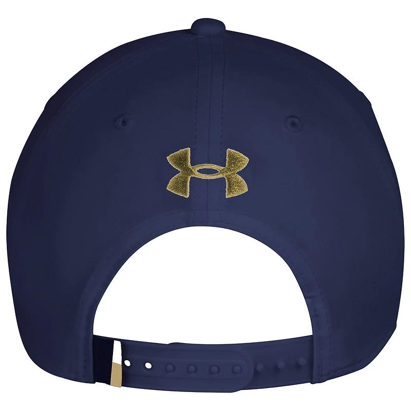 Casquette ajustable Under Armour bleu marine pour homme avec logo Notre Dame Fighting Irish Sideline Drive Rope