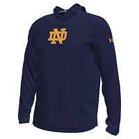 T-shirt à capuche et manches longues Under Armour bleu marine pour homme, Fighting Irish de Notre Dame