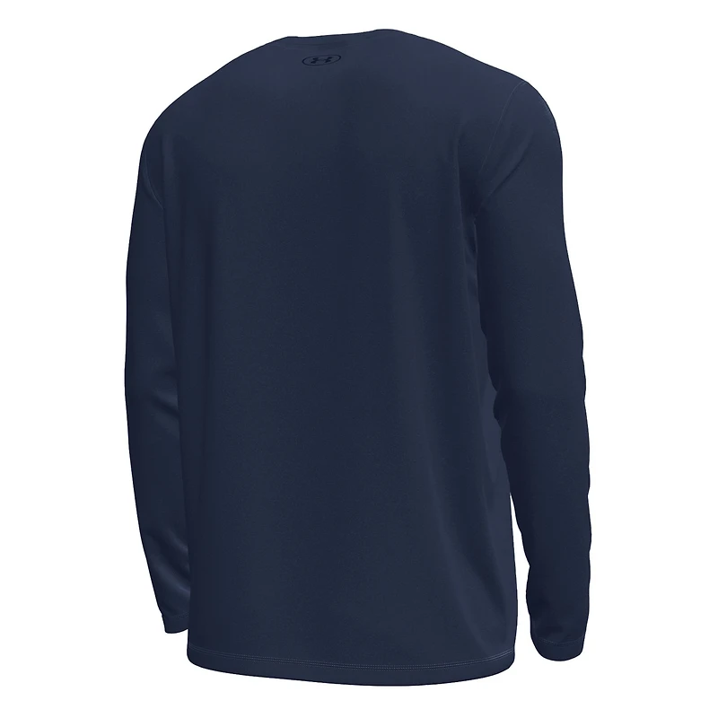 T-shirt technique extensible à manches longues Under Armour bleu marine Notre Dame Fighting Irish Sporting Leprechaun pour homme