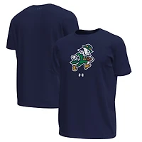 T-shirt technique extensible Under Armour bleu marine pour homme, motif Leprechaun Fighting Irish de Notre Dame