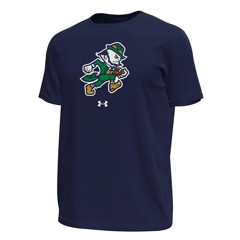T-shirt technique extensible Under Armour bleu marine pour homme, motif Leprechaun Fighting Irish de Notre Dame