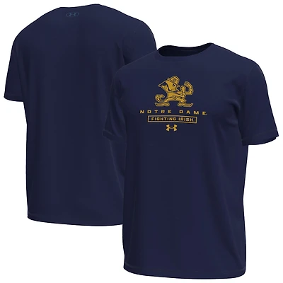 T-shirt Under Armour bleu marine pour homme, motif Fighting Irish Stack Stretch Performance