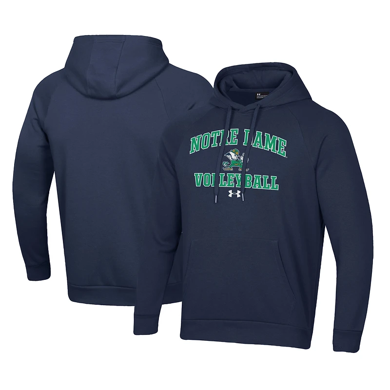 Men's Under Armour Navy Notre Dame Fighting Irish Volleyball All Day Arch Fleece Pullover Hoodie