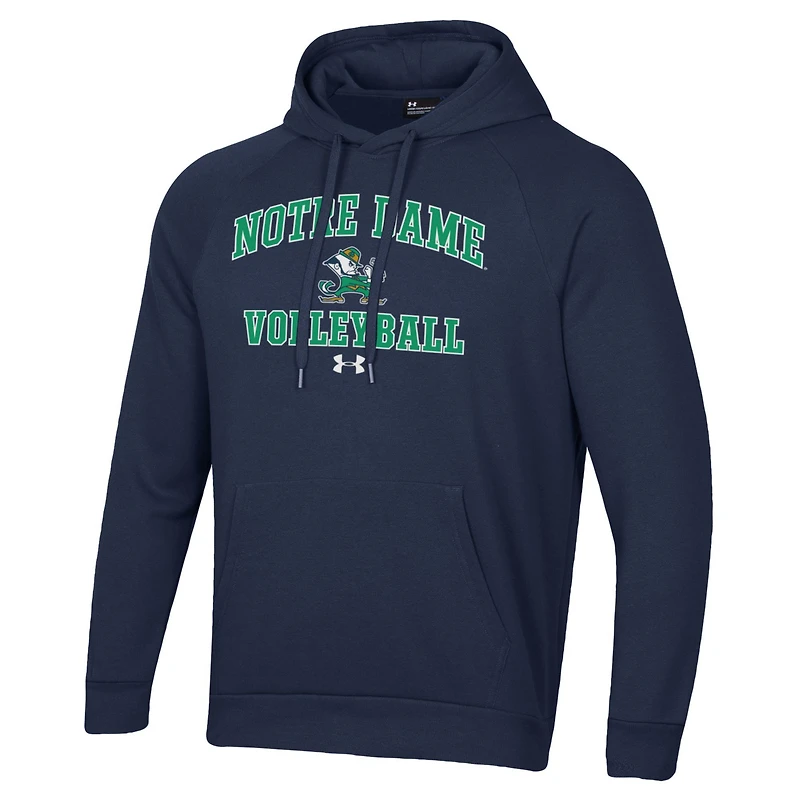 Men's Under Armour Navy Notre Dame Fighting Irish Volleyball All Day Arch Fleece Pullover Hoodie