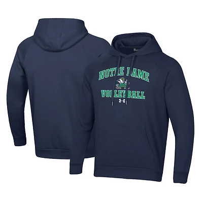 Men's Under Armour Navy Notre Dame Fighting Irish Volleyball All Day Arch Fleece Pullover Hoodie