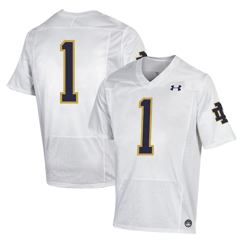Under Armour #1 Blanc Notre Dame Fighting Irish Premiere Maillot de football pour homme