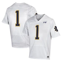 Under Armour #1 Blanc Notre Dame Fighting Irish Premiere Maillot de football pour homme