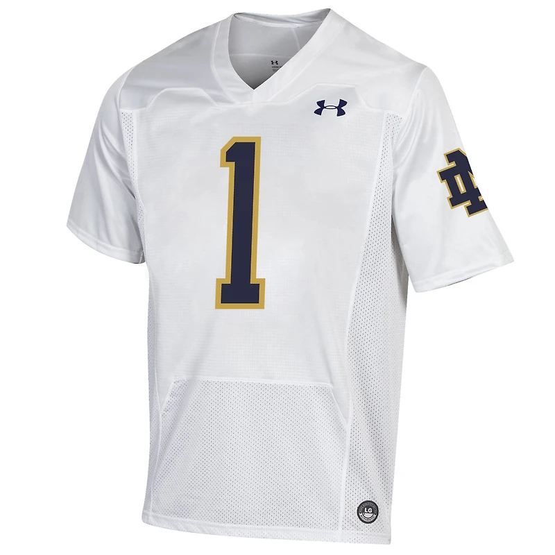 Under Armour #1 Blanc Notre Dame Fighting Irish Premiere Maillot de football pour homme