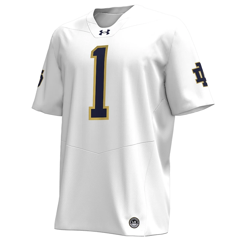 Men's Under Armour #1 White Notre Dame Fighting Irish Replica Football Jersey