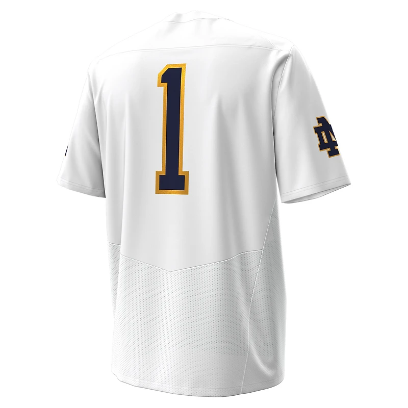 Men's Under Armour #1 White Notre Dame Fighting Irish Replica Football Jersey