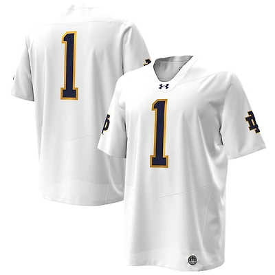 Men's Under Armour #1 White Notre Dame Fighting Irish Replica Football Jersey