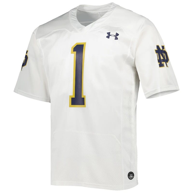 Under Armour #1 Blanc Notre Dame Fighting Irish Team Wordmark Réplique Maillot de Football pour Homme