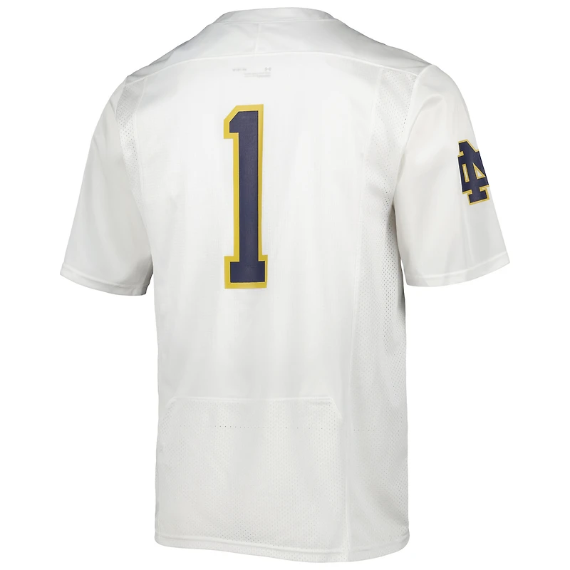 Under Armour #1 Blanc Notre Dame Fighting Irish Team Wordmark Réplique Maillot de Football pour Homme
