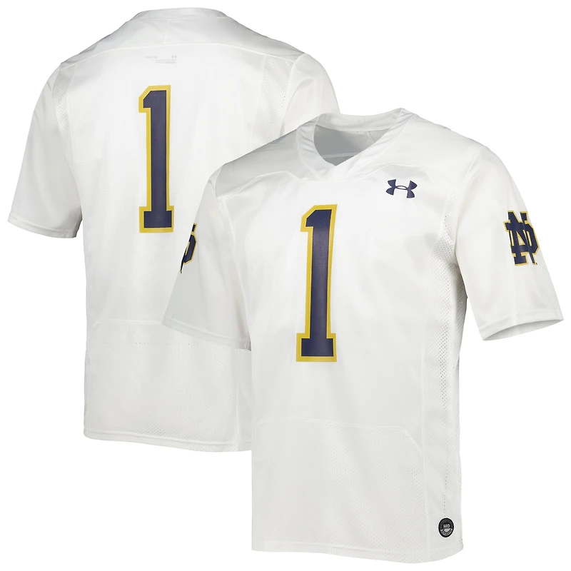 Under Armour #1 Blanc Notre Dame Fighting Irish Team Wordmark Réplique Maillot de Football pour Homme