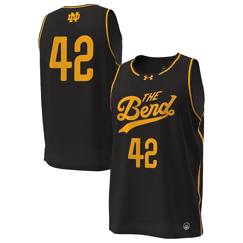 Maillot de basket-ball noir Under Armour n° 42 des Fighting Irish Notre Dame pour homme The Bend