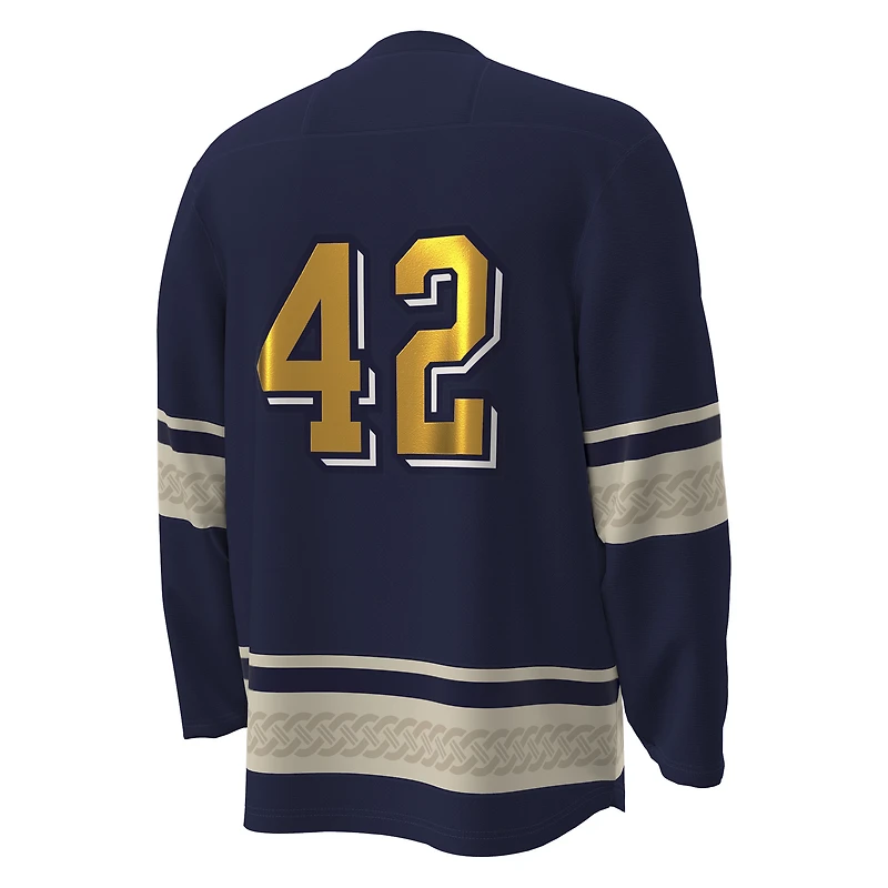 Men's Under Armour #42 Navy Notre Dame Fighting Irish Alternate Replica Hockey Jersey