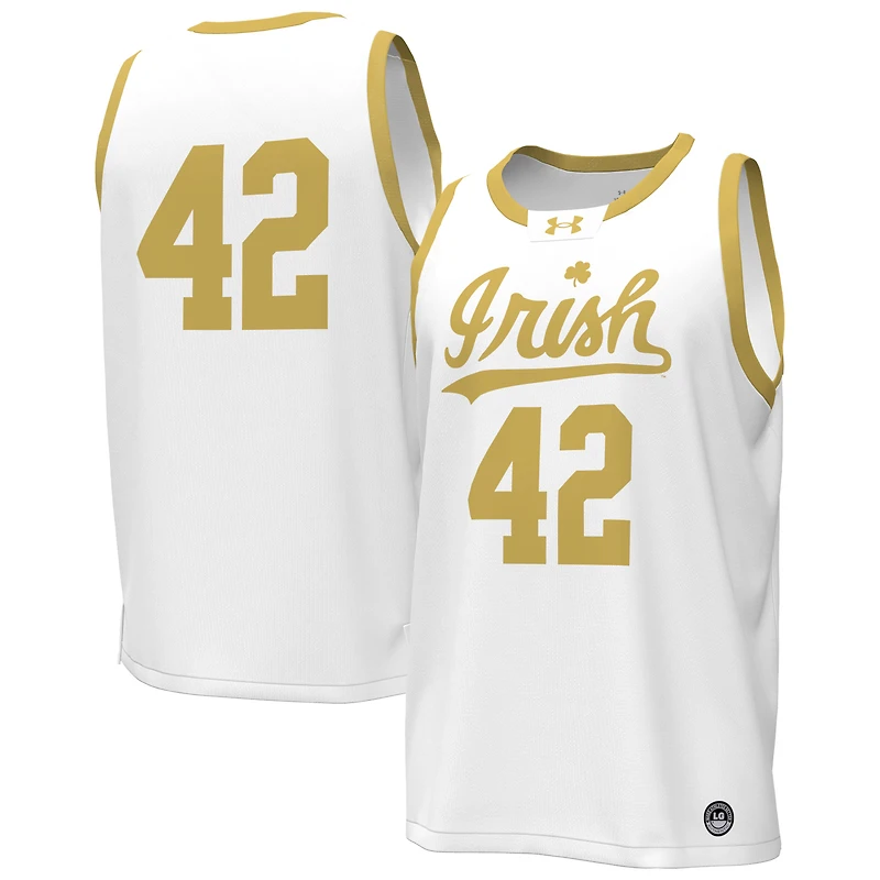 Men's Under Armour #42 White Notre Dame Fighting Irish Replica Basketball Jersey