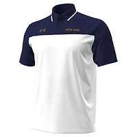 Men's Under Armour White/Navy Notre Dame Fighting Irish Green Blocked Polo