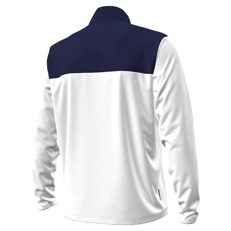 Pull Under Armour blanc/bleu marine Notre Dame Fighting Irish Green Blocked Quarter-Zip pour homme