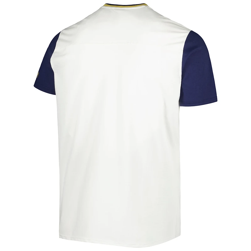 Under Armour - T-shirt Notre Dame Fighting Irish Iconic Block blanc/bleu marine pour homme