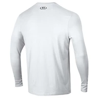 T-shirt de football Under Armour blanc à manches longues pour homme, motif Fighting Irish Notre Dame 2025.