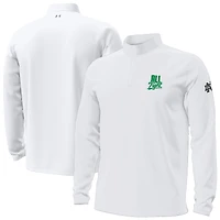 Sweat-shirt blanc Under Armour Fighting Irish All Fight Motion à fermeture éclair quart de tour pour homme