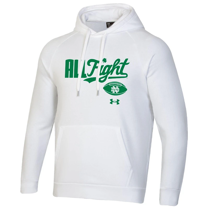 Men's Under Armour White Notre Dame Fighting Irish All Fight Rival Fleece Hoodie
