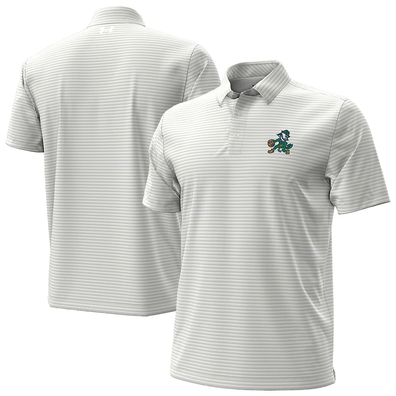 Men's Under Armour White Notre Dame Fighting Irish Basketball Leprechaun Drive Micro Groove Stripe Polo