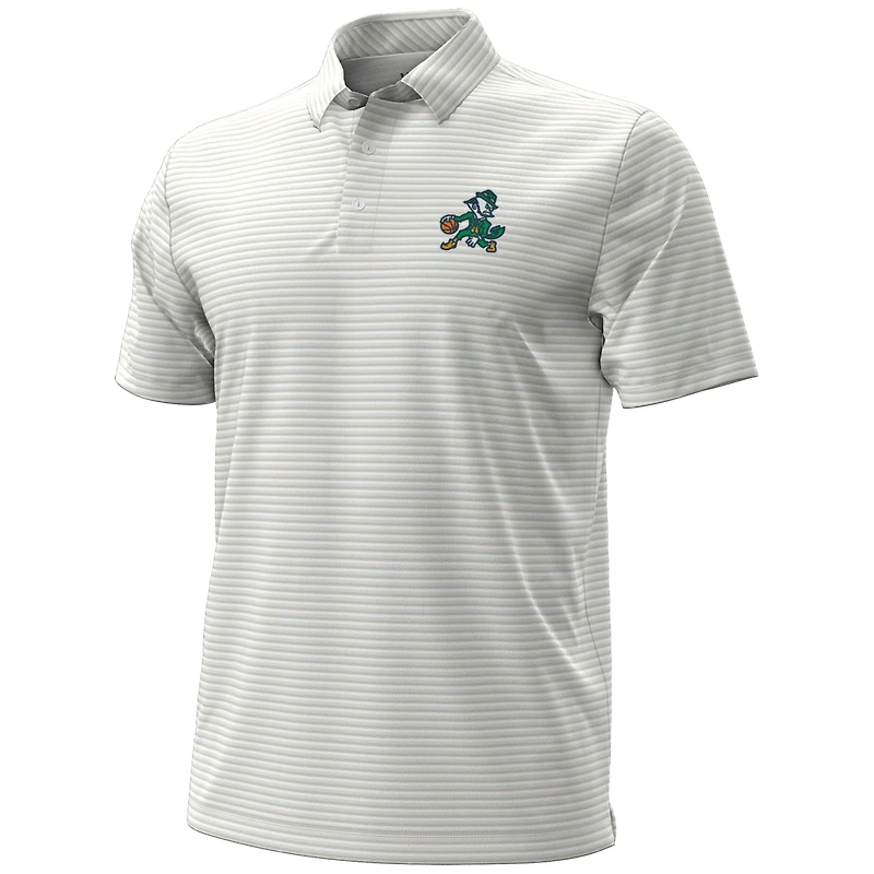 Men's Under Armour White Notre Dame Fighting Irish Basketball Leprechaun Drive Micro Groove Stripe Polo