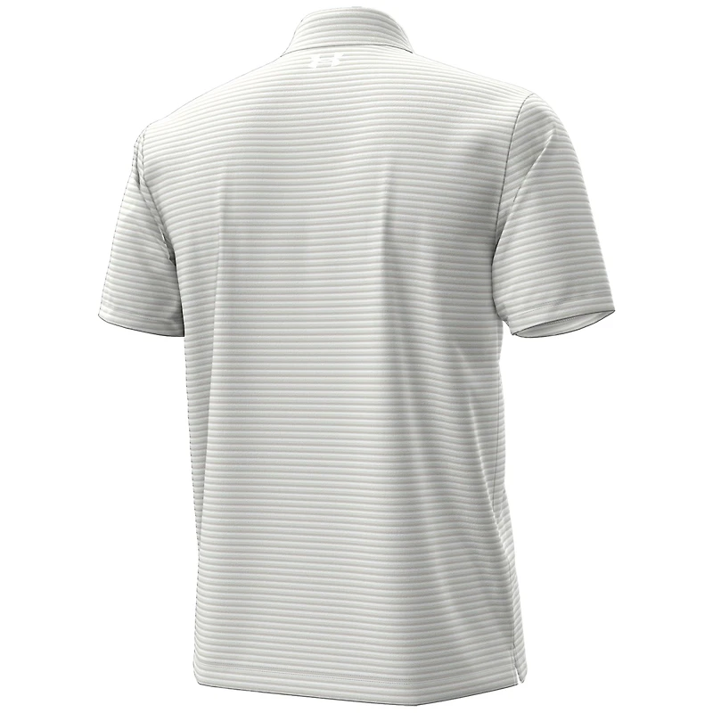 Men's Under Armour White Notre Dame Fighting Irish Basketball Leprechaun Drive Micro Groove Stripe Polo