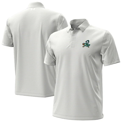 Men's Under Armour White Notre Dame Fighting Irish Basketball Leprechaun Drive Micro Groove Stripe Polo