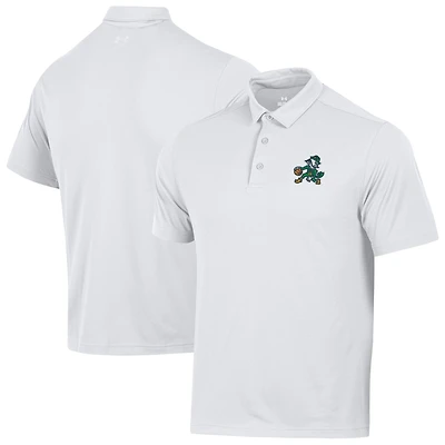 Men's Under Armour White Notre Dame Fighting Irish Basketball Leprechaun T2G Pique Polo